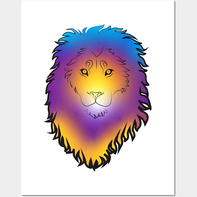 Colorful Lion Portrait Wall Art by Arcanum Luxxe Store